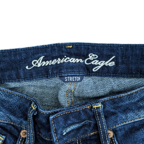 American Eagle low rise Distressed Dark Skinny Jeans Size 00 Regular - Picture 6 of 12